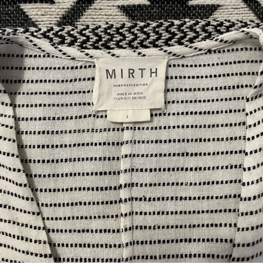 Mirth Biarritz 100% Cotton Ivory/Black Striped Dress Sz-L